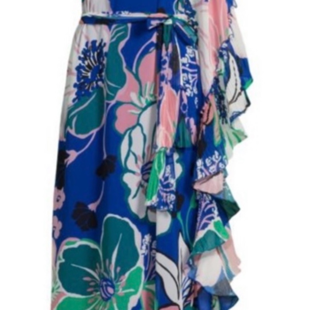 Ungaro Whitney dress,one shoulder,maxi,blue multi,size S,